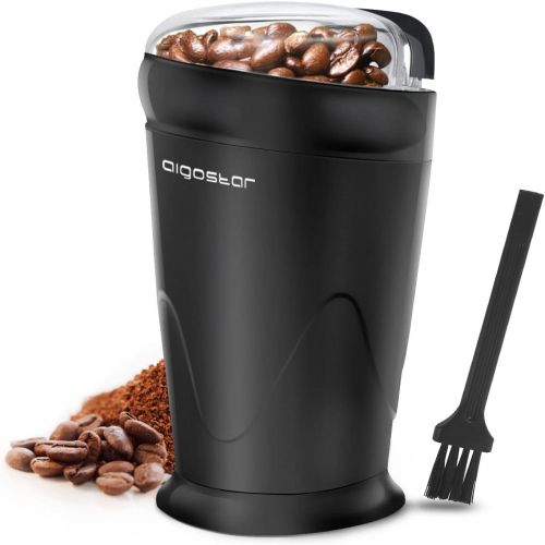  [아마존베스트]Electric Coffee Grinder with Stainless Steel Blades 12 Cups | Grinds Coffee Beans, Spices, Nuts and Grains | One-Touch, 60g, Black Aigostar