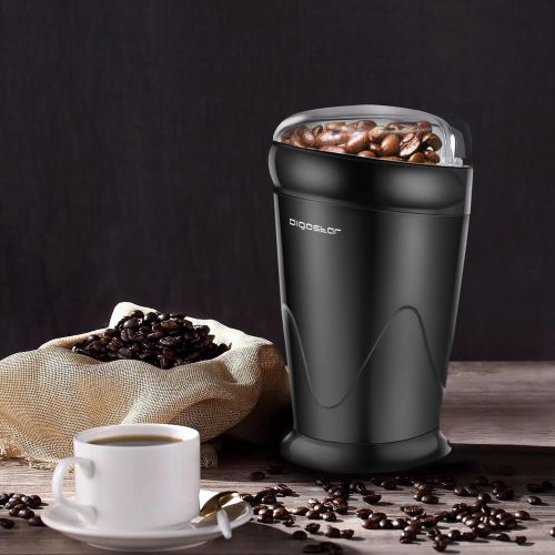  [아마존베스트]Electric Coffee Grinder with Stainless Steel Blades 12 Cups | Grinds Coffee Beans, Spices, Nuts and Grains | One-Touch, 60g, Black Aigostar