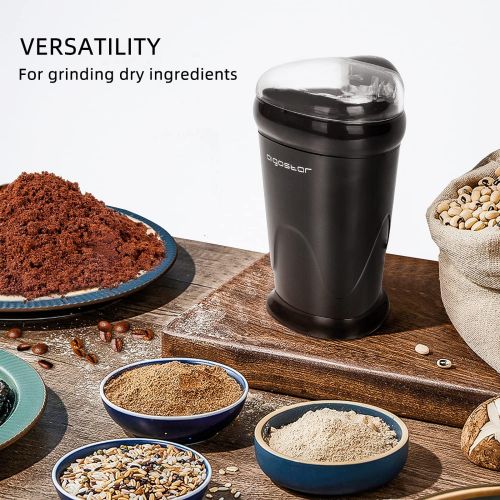  [아마존베스트]Electric Coffee Grinder with Stainless Steel Blades 12 Cups | Grinds Coffee Beans, Spices, Nuts and Grains | One-Touch, 60g, Black Aigostar