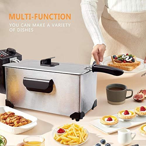  [아마존베스트]Aigostar Semi-Professional Fryer Stainless Steel 2200 Watts 3 Litres BPA Free