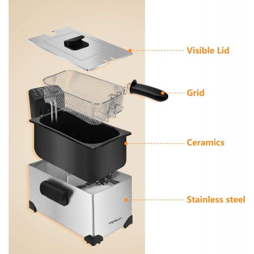  [아마존베스트]Aigostar Semi-Professional Fryer Stainless Steel 2200 Watts 3 Litres BPA Free