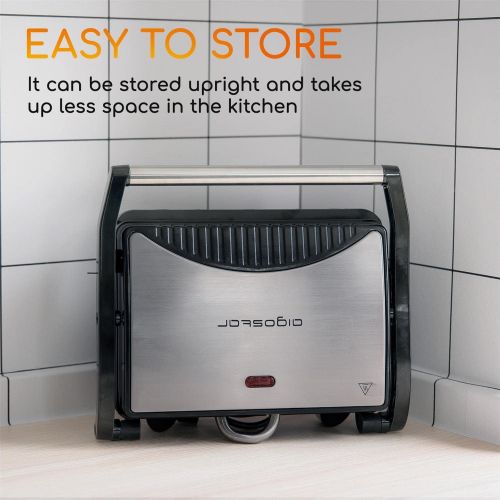  [아마존베스트]Aigostar Samson 30KLU XXL Contact Grill, Panini Grill, Sandwich Maker, 2000 Watts, Stainless Steel with Non-Stick Coating, Opens 180 Degrees, Temperature Control