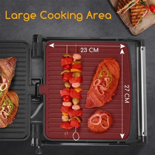  [아마존베스트]Aigostar Electric Contact Grill Table Grill Panini Maker Sandwich Maker 1500 W Silver