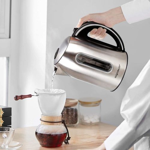  [아마존베스트]Aigostar King 30CEA Kettle Stainless Steel with LED Lighting, 2200 Watts with 1.7 Litre Capacity, Boil-Drying Protection, BPA Free, King