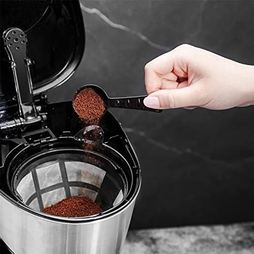  Aigostar Stainless Steel Coffee Machine, 1000 Watt Filter Coffee Machine, Glass Jug up to 10 Cups, 1.25 L, Warming Plate, Automatic Shut Off, Drip Stop, Black