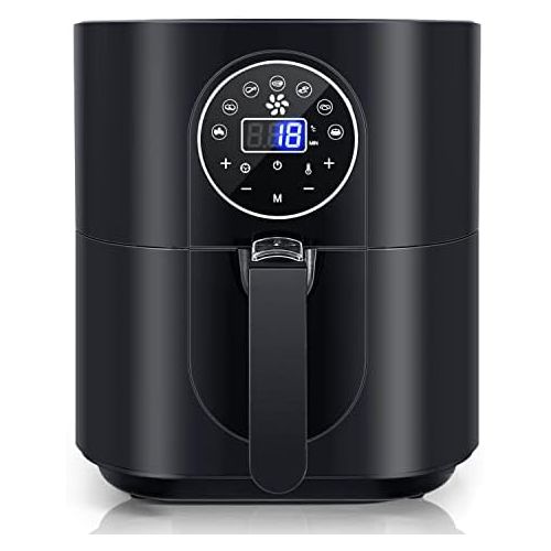  Aigostar Mini Cube 7 in 1 Hot Air Fryer with Fast Air Circulation and 60 Min Timer, Auto Off Safety Sensors, Adjustable Temperature, Non Stick Basket, 3.5 L, Black