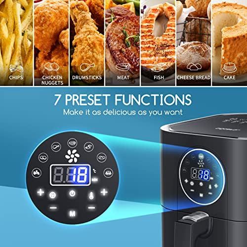  Aigostar Mini Cube 7 in 1 Hot Air Fryer with Fast Air Circulation and 60 Min Timer, Auto Off Safety Sensors, Adjustable Temperature, Non Stick Basket, 3.5 L, Black