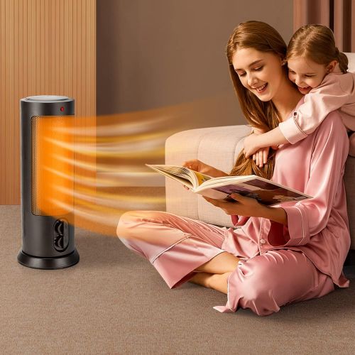  Aigostar Space Heaters for Indoor Use, 250 ft² Ceramic Portable Heater with Thermostat, 1500W Oscillating Room Heater with Tip-Over and Overheat Protection for Office, Desk and Home