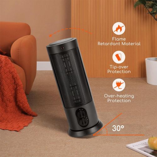  Aigostar Space Heaters for Indoor Use, 250 ft² Ceramic Portable Heater with Thermostat, 1500W Oscillating Room Heater with Tip-Over and Overheat Protection for Office, Desk and Home