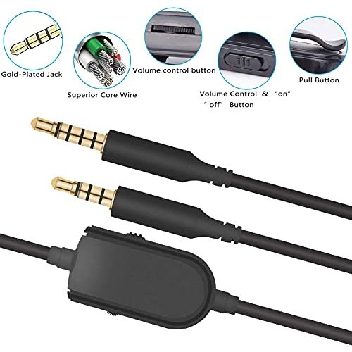  [아마존베스트]Adhiper A10 Replacement Inline Mute Cable with Microphone for Astro A10 / A40 / A30 / A50 Headsets Cable Compatible with Xbox One Play Station 4 PS4 Headphone Audio Line (6.5 Feet / Black)