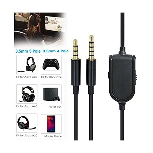  [아마존베스트]Adhiper A10 Replacement Inline Mute Cable with Microphone for Astro A10 / A40 / A30 / A50 Headsets Cable Compatible with Xbox One Play Station 4 PS4 Headphone Audio Line (6.5 Feet / Black)