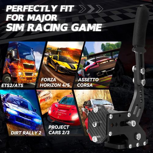  Aikeec USB Handbrake Clamp for PC Sim Racing Games G25 G27 G29 T500 FANATECOSW DIRT RALLY Windows (Black*+Clamp)