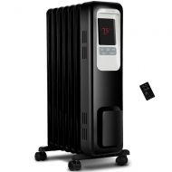 Aikoper Space Heater, 1500W Oil Filled Radiator heater with 24-Hours Timer, Remote Control, Digital Thermostat, Tip-over & Overheat Protection, Electric Portable Heater for Full Ro