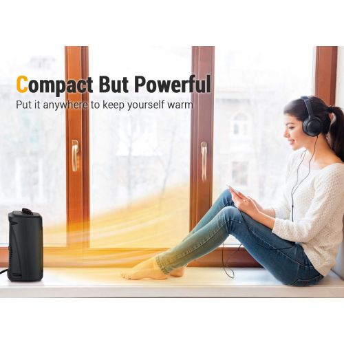  [아마존베스트]Aikoper Space Heater, 1500W Electric Heaters Indoor Portable with Thermostat , PTC Fast Heating Ceramic Room Small Heater with Heating and Fan Modes for Bedroom, Office and Indoor Use