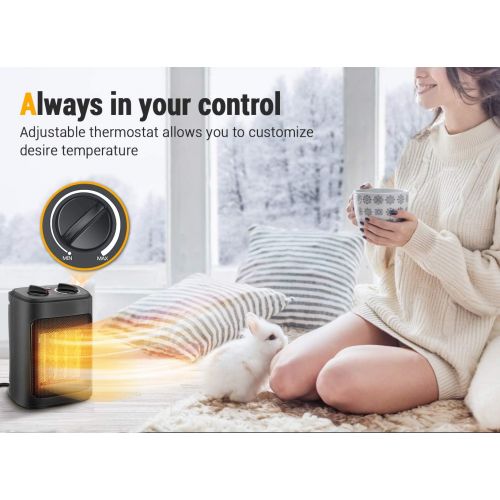  [아마존베스트]Aikoper Space Heater, 1500W Electric Heaters Indoor Portable with Thermostat , PTC Fast Heating Ceramic Room Small Heater with Heating and Fan Modes for Bedroom, Office and Indoor Use