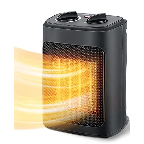  Aikoper Space Heater, 1500W Electric Heaters Indoor Portable with Thermostat , PTC Fast Heating Ceramic Room Small Heater with Heating and Fan Modes for Bedroom, Office and Indoor Use