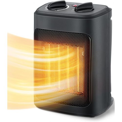  Aikoper Space Heater, 1500W Electric Heaters Indoor Portable with Thermostat , PTC Fast Heating Ceramic Room Small Heater with Heating and Fan Modes for Bedroom, Office and Indoor Use