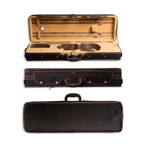  Aileen 4/4 Full Size Luxury Vintage Pattern Lightweight Oblong Hard Violin Case with Hygrometer and Carry Straps