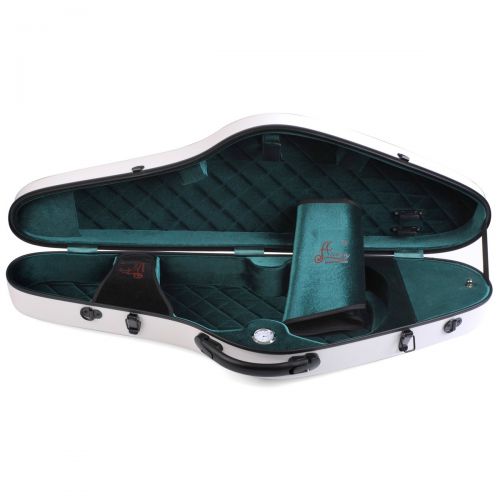  Aileen Violin Hard Case 4/4 Full Size Luxury Fiberglass with Hygrometer Suspension, White