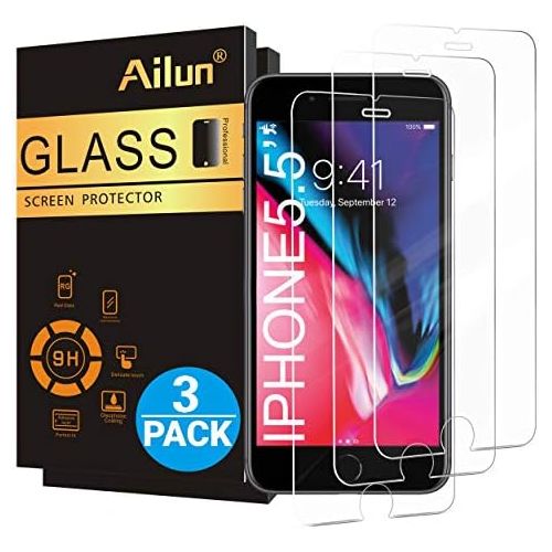  [아마존베스트]Ailun Screen Protector for iPhone 8 Plus/7 Plus/6s Plus/6 Plus-5.5 Inch 3Pack 2.5D Edge Tempered Glass Compatible with iPhone 8 Plus/7 plus/6s Plus/6 Plus-Anti Scratch Case Friendl