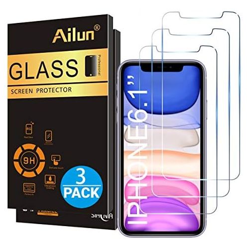  [아마존베스트]Ailun Glass Screen Protector for iPhone XR 6.1 Inch 2018 Release 3 Pack Tempered Glass Screen Protector Compatible Apple iPhone XR 6.1 Inch Display Anti Scratch Advanced HD Clarity