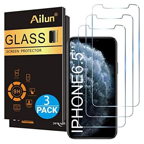  [아마존베스트]Ailun Compatible with Apple iPhone Xs Max Screen Protector 3 Pack 6.5 Inch 2018 Release Tempered Glass 0.33mm Anti Scratch Advanced HD Clarity Work with Most Case
