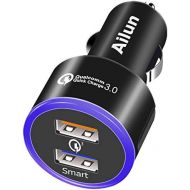 [아마존베스트]Ailun Car Charger Qualcomm Quick Charge 3.0 Adapter Fast Dual USB Port Phone Charge 35W for Mobile Device Compatible with iPhone X Xs XR Xs Max 8 7 6 6s 8Plus Galaxy s10 S9 Plus Bl