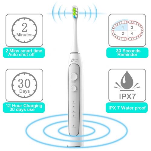  Aima Beauty Electric Toothbrush Rechargeable Sonic Toothbrush for Kids and Adults, Smart Timer, 30 Days Battery...