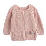 Aimama Toddler Girls Boys Knit Cardigan Cotton Front Botton Sweater with Pocket Pink Grew 1-6 Years