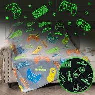 Aimego Glow in The Dark Gaming Controller Gamepad Blanket, Soft Cozy Throw blankets, Game Gamer Room Decor for 4-14 Year Old Boy, Birthday Gifts for Kids Toddler Teen Boyfriend, Grey 50
