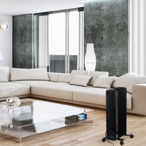  Ainfox Portable Oil Heater, 1500W Digital Oil Filled Radiator Electric Space Heater with Remote Control, TIP-OVER Overheat Protection