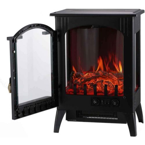  Ainfox Electric Fireplace Heater, 1500W Free Standing Electric Wood Stove Fireplace Heater with Thermostat for Office and Home