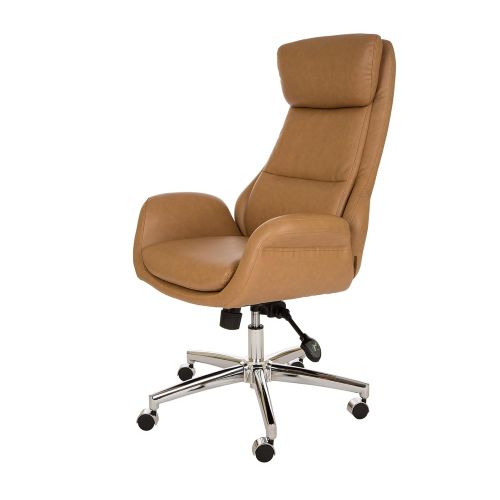  Aingoo Glitzhome Adjustable High-Back Office Chair Executive Swivel Chair PU Leather, Camel