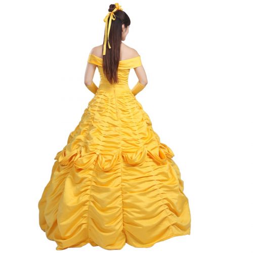  Ainiel Womens Cosplay Costume Princess Dress Yellow Satin