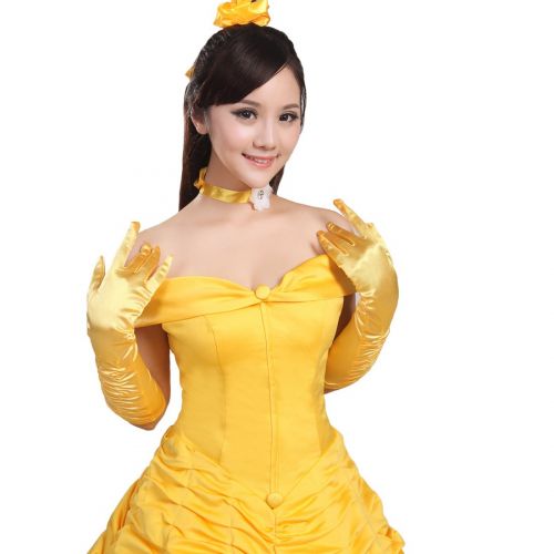  Ainiel Womens Cosplay Costume Princess Dress Yellow Satin