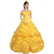 Ainiel Womens Cosplay Costume Princess Dress Yellow Satin