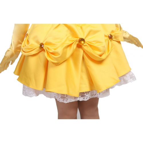  Ainiel Womens Cosplay Costume Princess Dress Yellow Satin