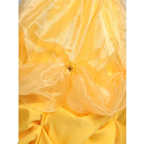  Ainiel Womens Cosplay Costume Princess Dress Yellow Satin