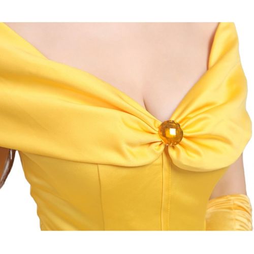  Ainiel Womens Cosplay Costume Princess Dress Yellow Satin