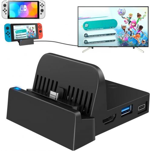  Aiobuvr Switch TV Docking Station for Nintendo and Switch OLED, Nintendo Switch Dock Mini Portable 4K HD and USB 3.0 Port TV Dock Station Replacement(2022 Upgraded)