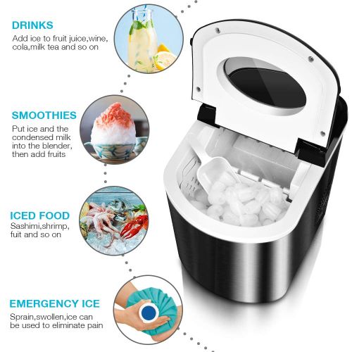 [아마존 핫딜]  [아마존핫딜]Air Choice Ice Maker - Portable Ice Maker Machine for Countertop, Ice Bullets Ready in 6~8 Mins, 26 lbs/Day, LED Display, Timer, Stainless Steel, Ice Scoop and Basket, Perfect for