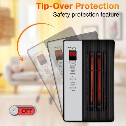  Air Choice Space heaters-Space heater for indoor use,protable electric heater with 3 power modes, 495 Sqft Coverage 1500w/1000w/ECO,Tip-over & Overheat Shut-off,40% Energy Saving,Infrared hea