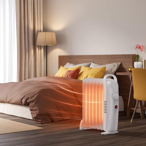  Oil Heater, 700W Air Choice Oil Filled Radiator Heater with Thermostat, Indoor Quiet Heater Heat Up 120 Square Feet quickly, Automatic Power-off and Durable Radiator Heater