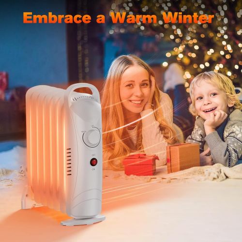  Oil Heater, 700W Air Choice Oil Filled Radiator Heater with Thermostat, Indoor Quiet Heater Heat Up 120 Square Feet quickly, Automatic Power-off and Durable Radiator Heater