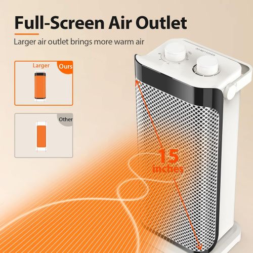  Air Choice Space Heater for Office - Electric Ceramic Personal Small Portable Desk Tower Heater Fan W/ 120° Oscillating, Thermostat, Fast Heating, Overheat & Tip-over Protection, Ideal for Ro
