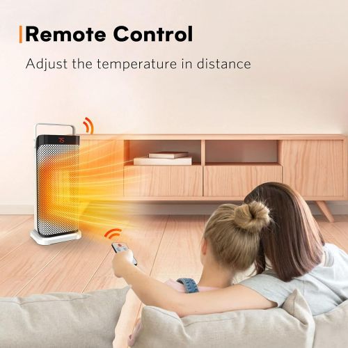  Electric Space Heater - Air Choice Fast-heating Ceramic Heater w/Remote Control & 3 Modes 120° Oscillation 12H timer Thermostat Tip-over Overheat Protection,Ideal for Home Bedroom