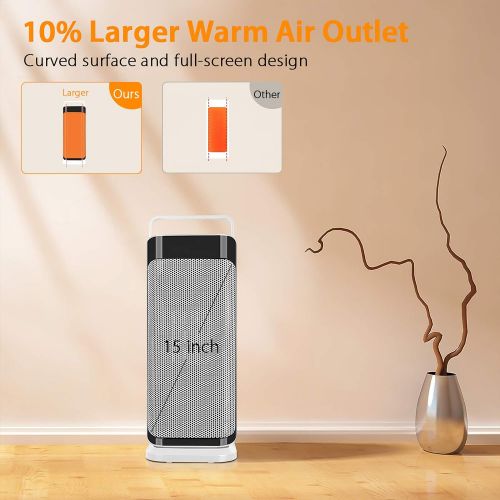  Air Choice Space Heater for Office - Portable Electric Ceramic Quiet Tower Heater Fan with Thermostat, Fast Heating, 120°Oscillating Efficient for Personal Home Bedroom Large Room Bathroom Un