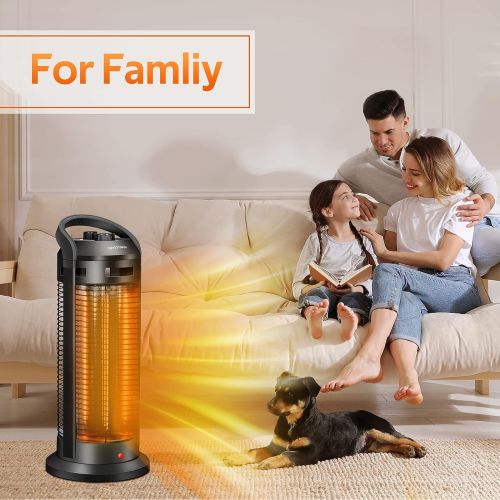  Air Choice 2-In-1 Space Radiant Heater - 120° Oscillation Infrared Heater for Indoor, 1500W Electric Heater, 4 Heating Modes, Garage Heater with Dual-Protection, Quiet Fast Heating Patio Heat