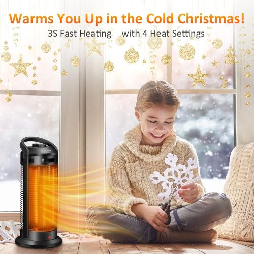  Air Choice 2-In-1 Space Radiant Heater - 120° Oscillation Infrared Heater for Indoor, 1500W Electric Heater, 4 Heating Modes, Garage Heater with Dual-Protection, Quiet Fast Heating Patio Heat
