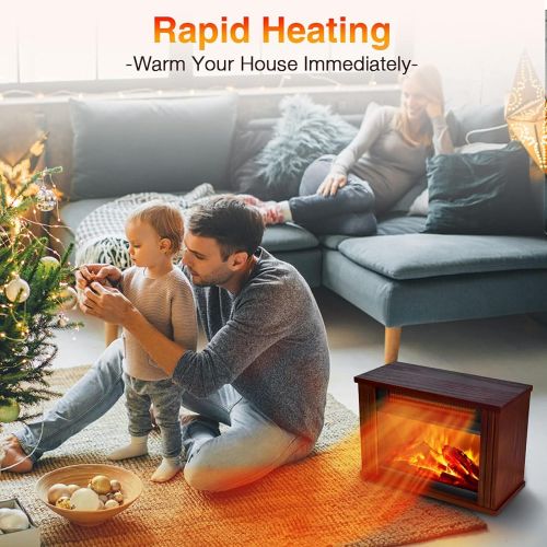 Air Choice Electric Fireplace Heater, Infrared Fireplace Stove with 3D Flame Effect, Indoor?Fireplace Space Heater?with 3s Instant Heat, 300Sq Ft Heat Area, Overheat Protection, Energy Saving